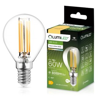 Żarówka LED Kulka E14 P45 7W = 60W 806lm 3000K Ciepła 360° Filament