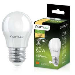 Żarówka LED Kulka E27 P40 8W = 60W 806lm 3000K Ciepła 180°