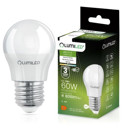 Żarówka LED Kulka E27 P40 8W = 60W 806lm 4000K Neutralna 180°