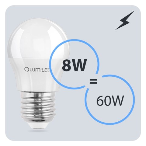 Żarówka LED Kulka E27 P40 8W = 60W 806lm 4000K Neutralna 180°