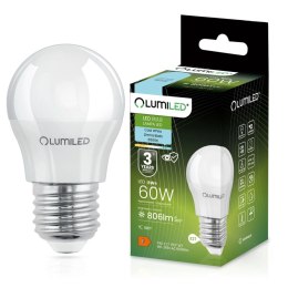 Żarówka LED Kulka E27 P40 8W = 60W 806lm 6500K Zimna 180°