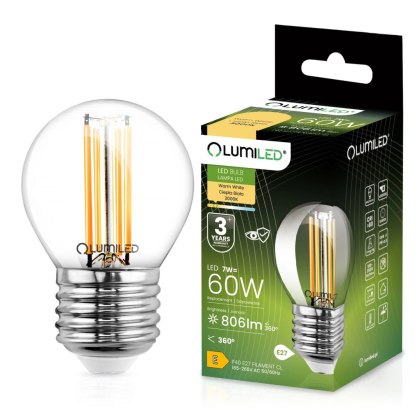 Żarówka LED Kulka E27 P45 Filament 7W = 60W 806lm 3000K Ciepła 360°