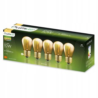 5-PAK Żarówka LED E27 ST14 1,3W = 10W 2200K Ciepła 110lm Filament do Girlandy LUMILED