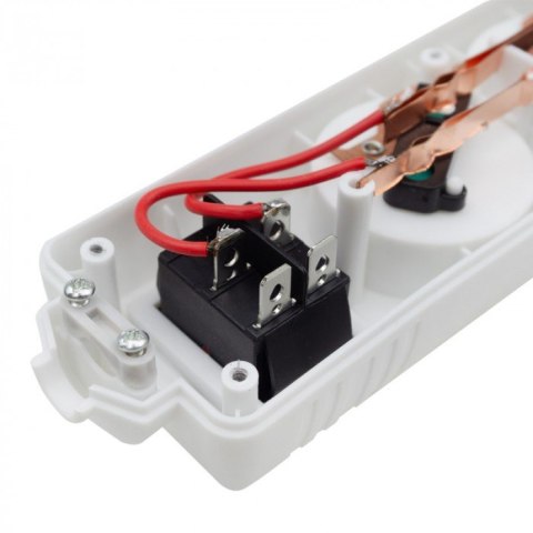 Gniazdo przenośne 3gn z uziemieniem Włącznik Biała 13A 3000W Listwa