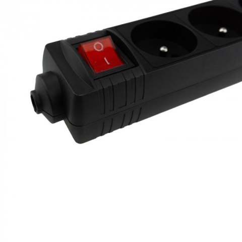 Gniazdo przenośne 3gn z uziemieniem Włącznik Czarna 13A 3000W Listwa