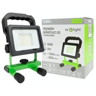 Halogen LED Roboczy Budowlany 20W Naświetlacz przenośny Warsztat Akumulator