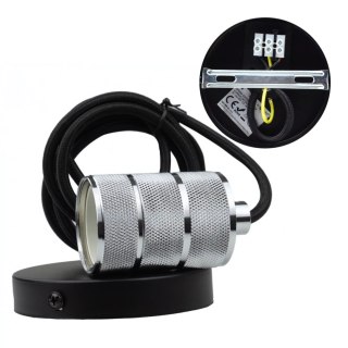 Lampa wisząca Ozdobna oprawa E27 Chrom przewód czarny Loft