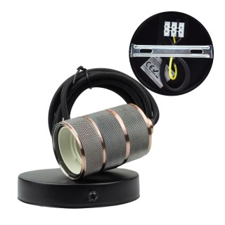 Lampa wisząca Ozdobna oprawa E27 Czerwona miedź przewód czarny Loft