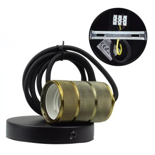 Lampa wisząca Ozdobna oprawa E27 Stare złoto przewód czarny Loft