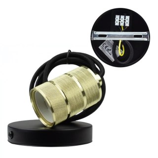 Lampa wisząca Ozdobna oprawa E27 Złoto przewód czarny Loft