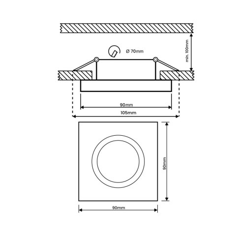 Oprawa Halogenowa Ruchoma Kwadrat Czarna GU10 MR16 VENTUS PLASTIK