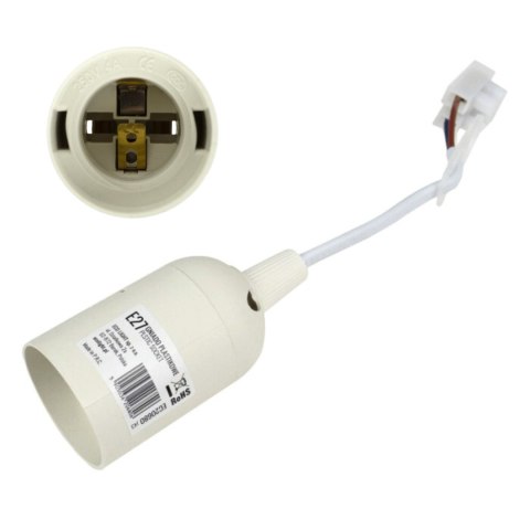 Oprawka z kablem E27 Biała Budowlana Remontowa