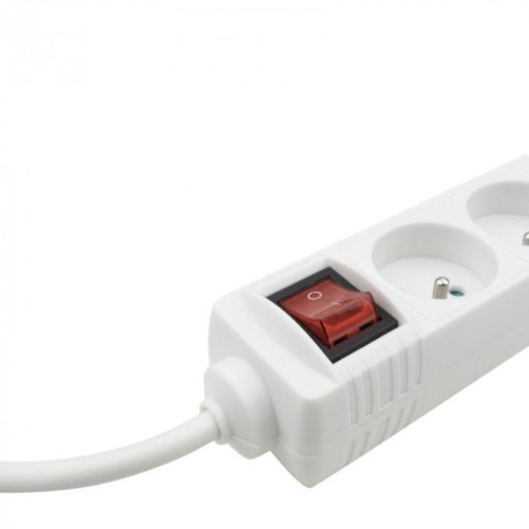 Przedłużacz 5m sieciowy z uziemieniem 3x1,5mm 3 Gniazd włącznik 16A Biały