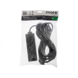 Przedłużacz 5m sieciowy z uziemieniem 3x1,5mm 3 Gniazda 16A Czarny