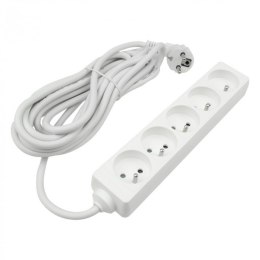 Przedłużacz 5m sieciowy z uziemieniem 3x1,5mm 5 Gniazd 16A Biały