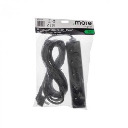 Przedłużacz 5m sieciowy z uziemieniem 3x1,5mm 5 Gniazd 16A Czarny