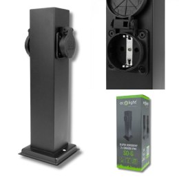 Słupek Ogrodowy Elektryczny 2x Gniazdo 230V z Uziemieniem IP44 30cm Czarny