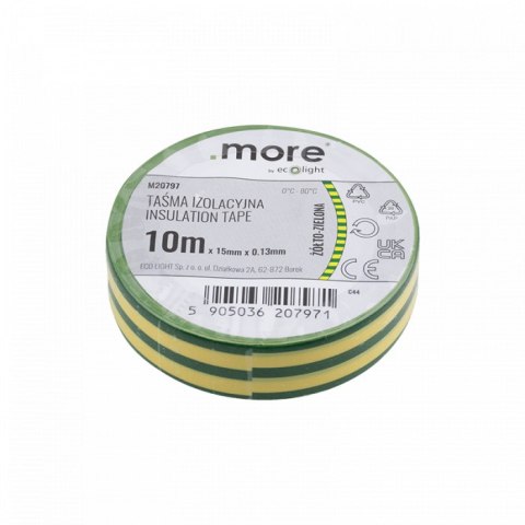Taśma izolacyjna 15mm x 0,13mm ŻÓŁTO-ZIELONA 10m