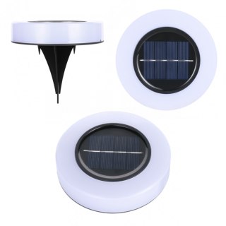Wbijana Lampa LED Solarna Ogrodowa OKRĄGŁA 4000K Neutralna 8h