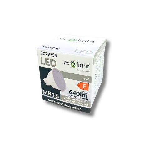 ŻARÓWKA LED MR16 8W 12V AC/DC 4000K 640lm Barwa NEUTRALNA
