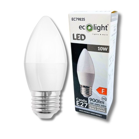 Żarówka E27 LED ŚWIECZKA 10W 900lm Barwa Neutralna 4000K Energooszczędna