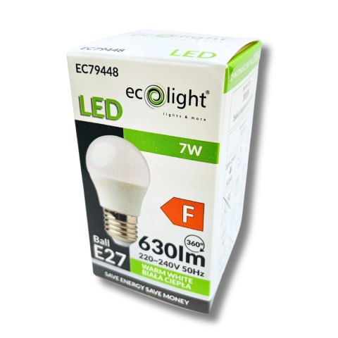 Żarówka KULKA LED E27 G45 7W 3000K Barwa Ciepła 230V 630lm