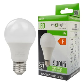Żarówka LED E27 9W 3000K Barwa Ciepła 900lm A60