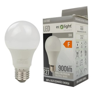 Żarówka LED E27 9W 4000K Barwa Neutralna 900lm A60