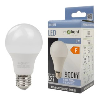 Żarówka LED E27 9W 6500K Barwa Zimna 900lm A60