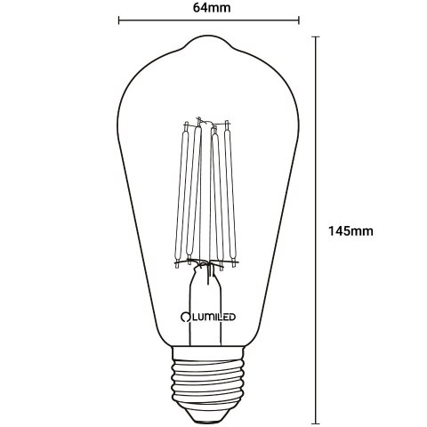 Żarówka LED E27 ST64 4W = 35W 440lm 2000K Ciepła 360° Filament