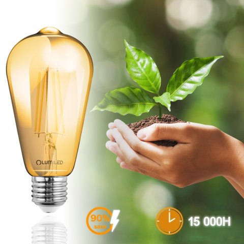 Żarówka LED E27 ST64 4W = 35W 440lm 2000K Ciepła 360° Filament