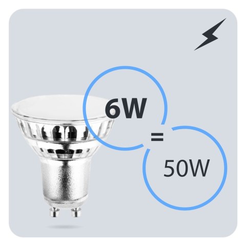Żarówka LED GU10 6W = 50W 580lm 4000K Neutralna 120° Szklana LUMILED
