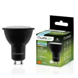 Żarówka LED GU10 6W = 50W 580lm 6500K Zimna 120° Czarna obudowa