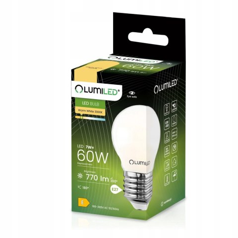 Żarówka LED P45 E27 7W = 60W 770lm 3000K Ciepła 360° Filament Mleczna