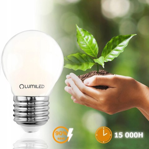 Żarówka LED P45 E27 7W = 60W 770lm 3000K Ciepła 360° Filament Mleczna