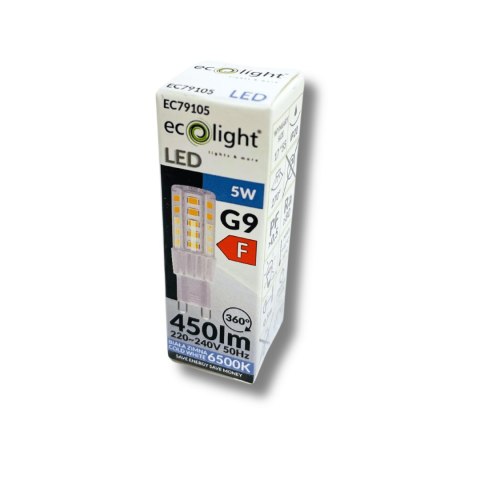 Żarówka LED kapsułka G9 5W 6500K Barwa ZIMNA 480lm Kinkiet Lampka