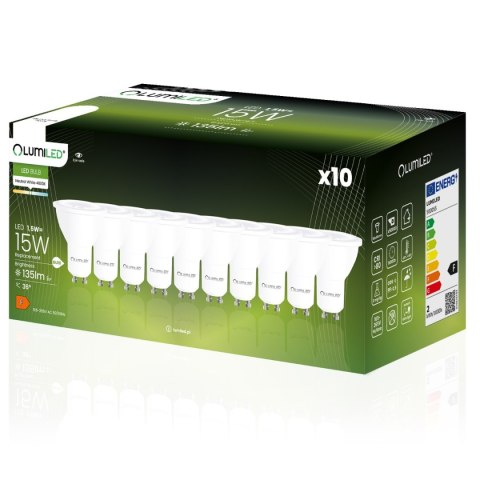 10x Żarówka LED GU10 1,5W = 15W 135lm LUMILED Neutralna 4000K 36° 10x Żarówka LED GU10 1,5W = 15W 135lm LUMILED Neutralna 4000K 36°