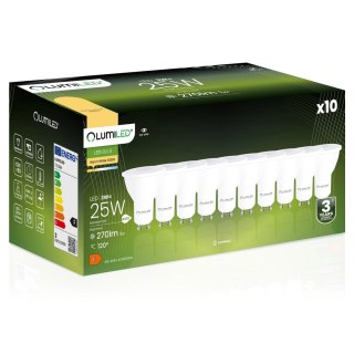 10x Żarówka LED GU10 3W = 25W 270lm 3000K Ciepła 120° LUMILED