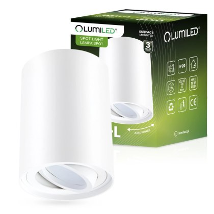 Oprawa Natynkowa HALOGEN Spot Kubełek Tuba Ruchoma AMAT-L GU10 Okrągła Biała 115mm