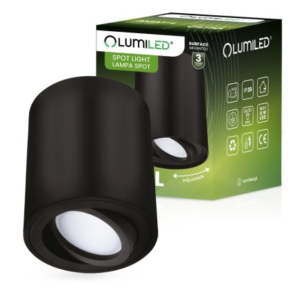 Oprawa Natynkowa HALOGEN Spot Kubełek Tuba Ruchoma AMAT-L GU10 Okrągła Czarna 115mm