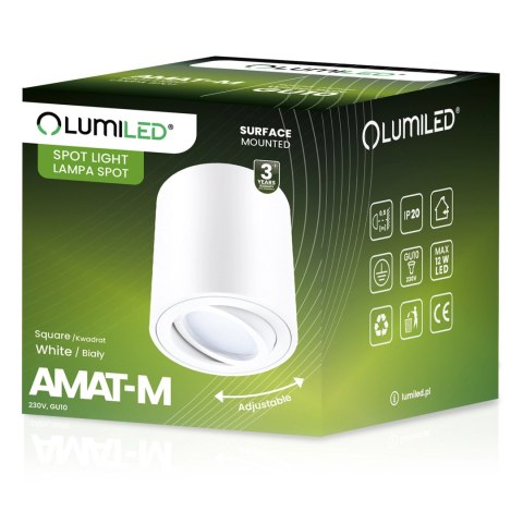 Oprawa Natynkowa HALOGEN Spot Tuba Ruchoma AMAT-M GU10 Okrągła Biała 84mm