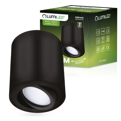 Oprawa Natynkowa HALOGENOWA Spot Kubełek Tuba Ruchoma AMAT-M GU10 Okrągła Czarna 84mm