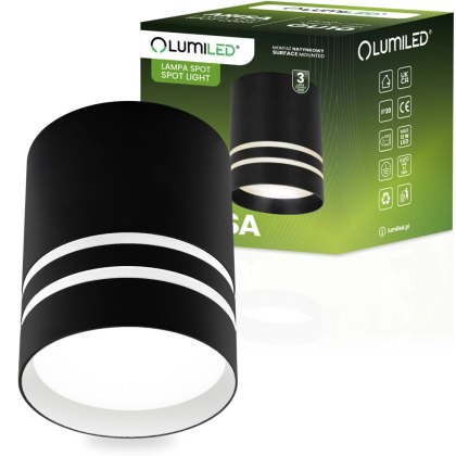 Oprawa Sufitowa Natynkowa HALOGENOWA Spot Kubełek Tuba ARISA GU10 Okrągła Czarna 80mm