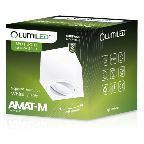Oprawa Natynkowa HALOGENOWA Spot Tuba Ruchoma AMAT-M GU10 Kwadratowa Biała