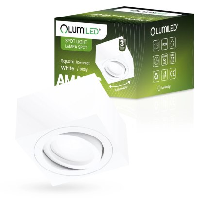 Oprawa Natynkowa HALOGENOWA AMAT-S Spot Kubełek Tuba Ruchoma Kwadratowa Biała 50mm INSERT