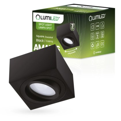 Oprawa Natynkowa HALOGENOWA AMAT-S Spot Kubełek Tuba Ruchoma Kwadratowa Czarna 50mm INSERT