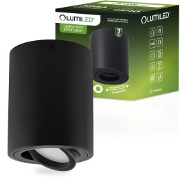 Oprawa Natynkowa HALOGENOWA Spot Tuba Ruchoma LUNDO GU10 Okrągła Czarna