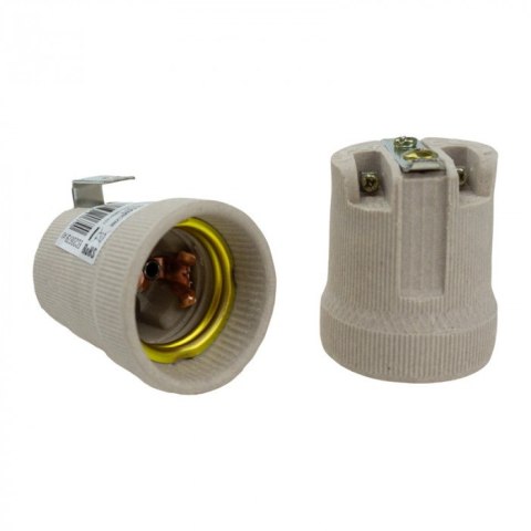 Oprawka ceramiczna E27 z UCHWYTEM Blaszką