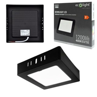 Panel LED 12W Natynkowy CZARNY Kwadratowy Neutralny 1200lm 4000K PLASTIKOWY