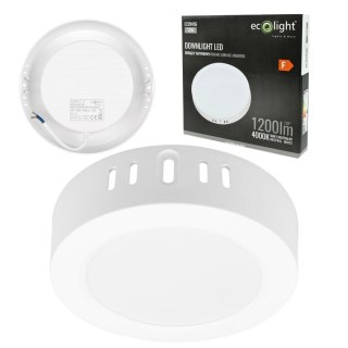 Panel LED 12W natynkowy Okrągły Neutralny 1200lm 4000K PLASTIKOWY